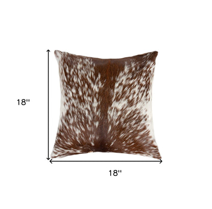 18" Black and White Cowhide Throw Pillow