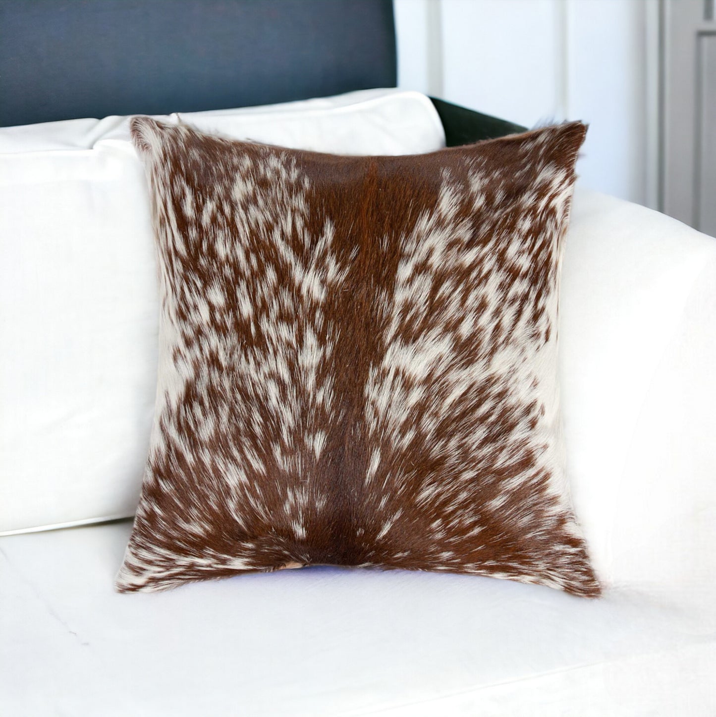 18" Black and White Cowhide Throw Pillow