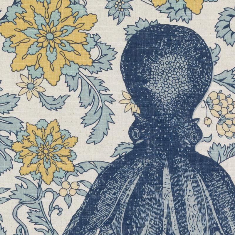 Duralee De42602 | 56-Blue/Gold  Print     - 296131