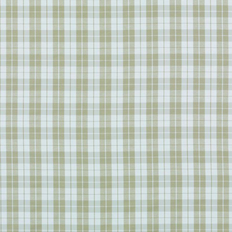 Green and white plaid upholstery fabric with pale olive tones; suitable for furniture upholstery.