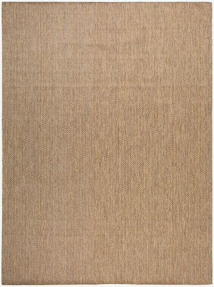 Beige jute rug with a subtle chevron weave; rectangular, natural tan textured floor rug.
