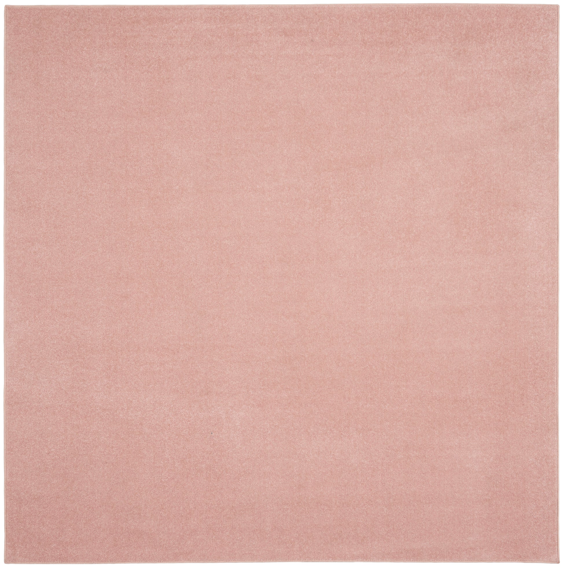 Blush pink outdoor square rug with a soft, textured surface.