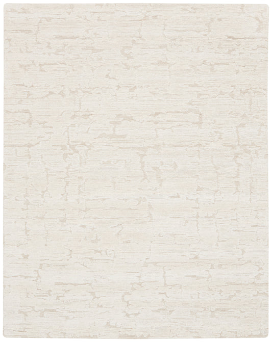 Rectangular cream area rug with subtle beige marbled pattern and soft textured surface.