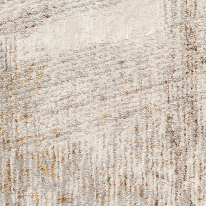 Neutral beige and gray shag area rug with subtle brown specks and soft plush pile.