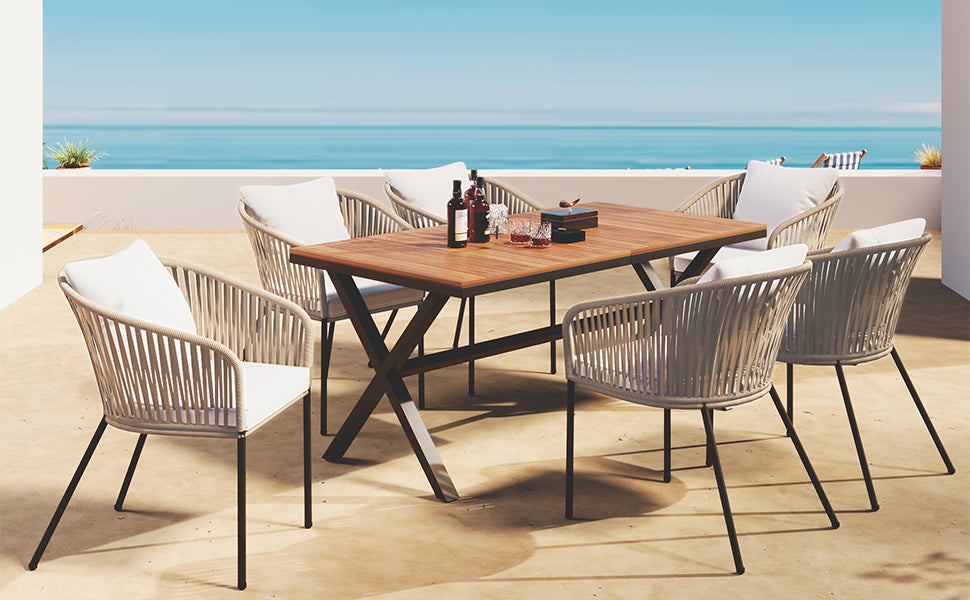 7 Pieces Patio Dining Set, All-Weather Outdoor Furniture Set