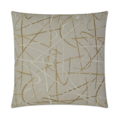 D.V. KAP HOME   24" x 24" Scribble Pillow - Gold Embroidery, Glam, Transitional, Abstract    - 3005-G-2424