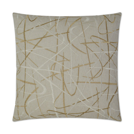 D.V. KAP HOME   24" x 24" Scribble Pillow - Gold Embroidery, Glam, Transitional, Abstract    - 3005-G-2424