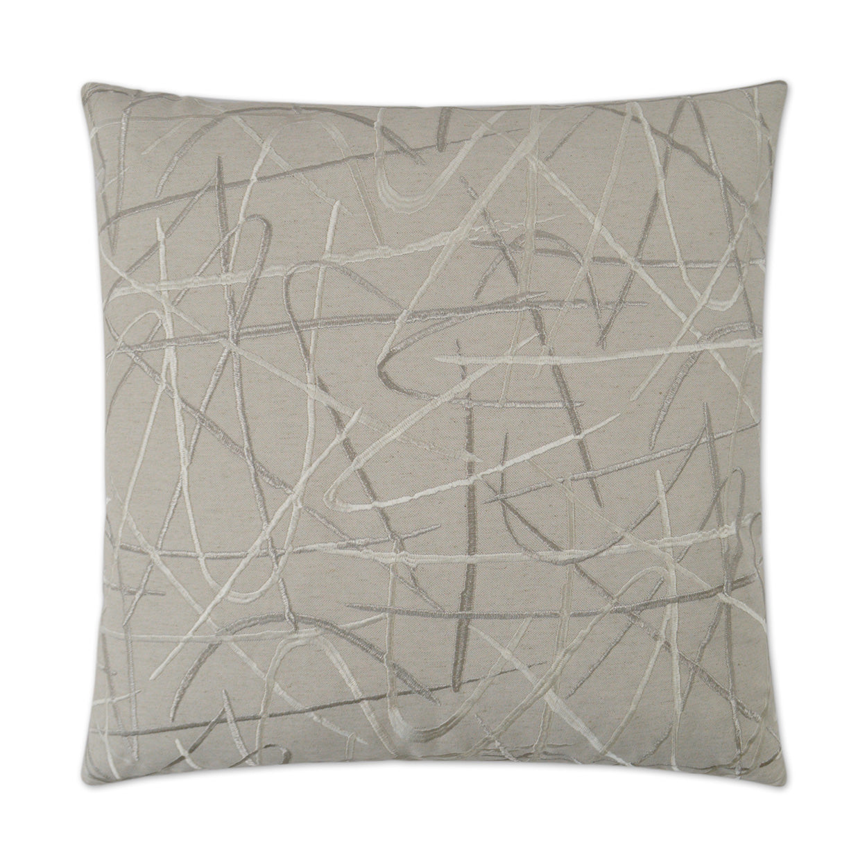 D.V. KAP HOME   24" x 24" Scribble Pillow - Silver Embroidery, Glam, Transitional, Abstract    - 3005-S-2424