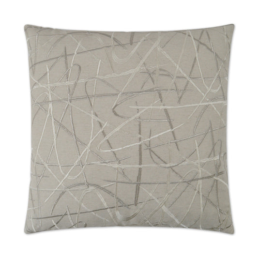 D.V. KAP HOME   24" x 24" Scribble Pillow - Silver Embroidery, Glam, Transitional, Abstract    - 3005-S-2424