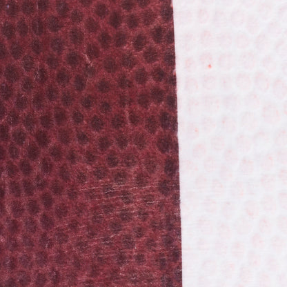 Two-tone fabric swatch: burgundy leather-like texture on left and pale pink fabric on right, vertical seam.