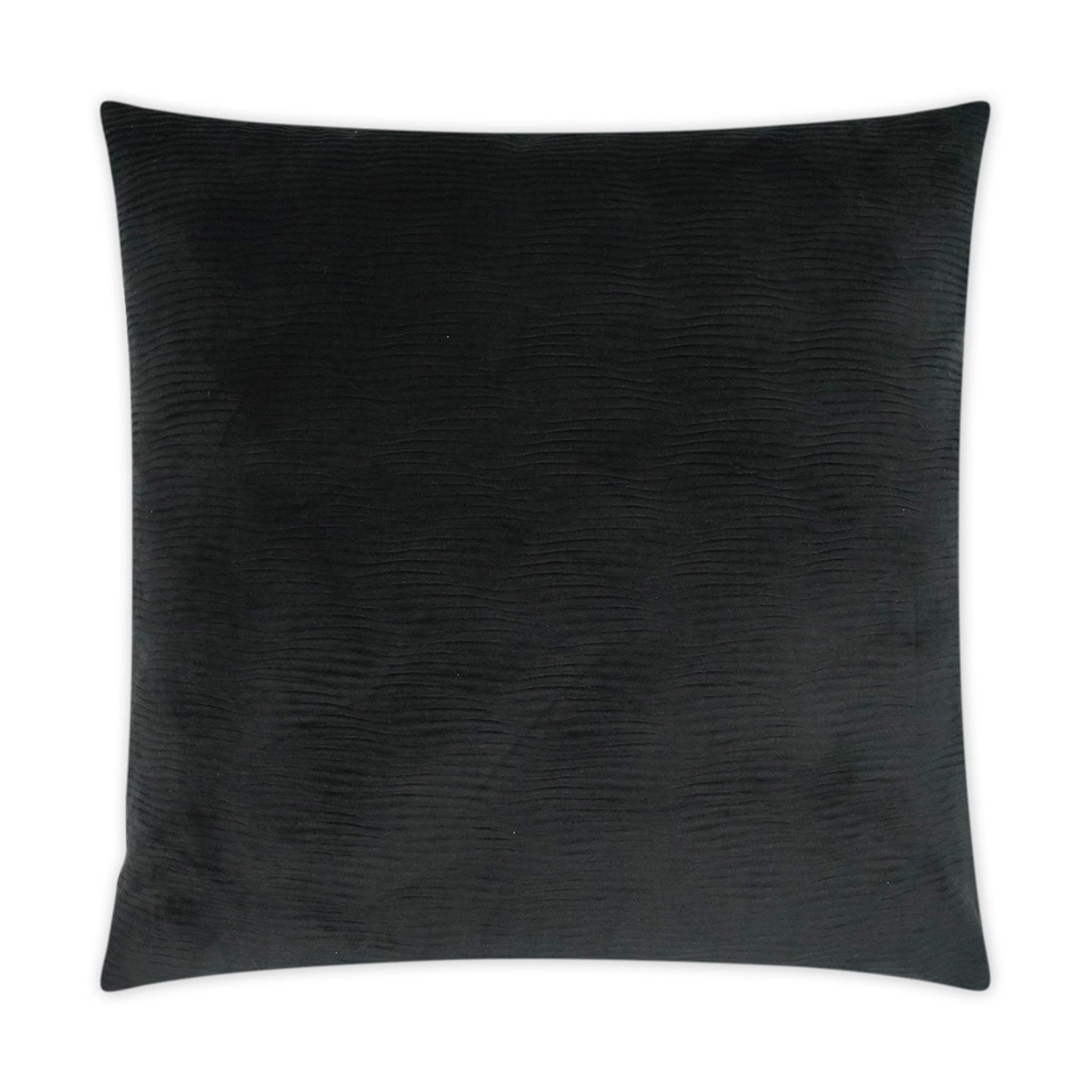 Black 24" x 24" velvet pillow, solid black with a subtle wavy texture.