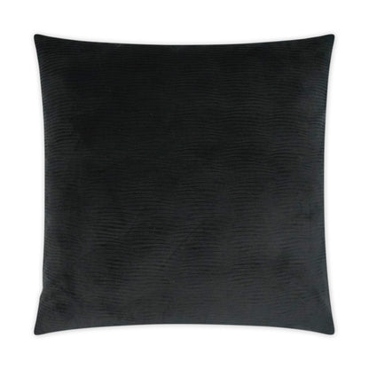 Black 24" x 24" velvet pillow, solid black with a subtle wavy texture.