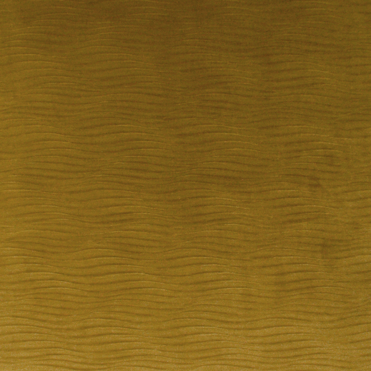 Mustard-yellow fabric with subtle horizontal wave texture; woven look, ideal for upholstery or drapery.