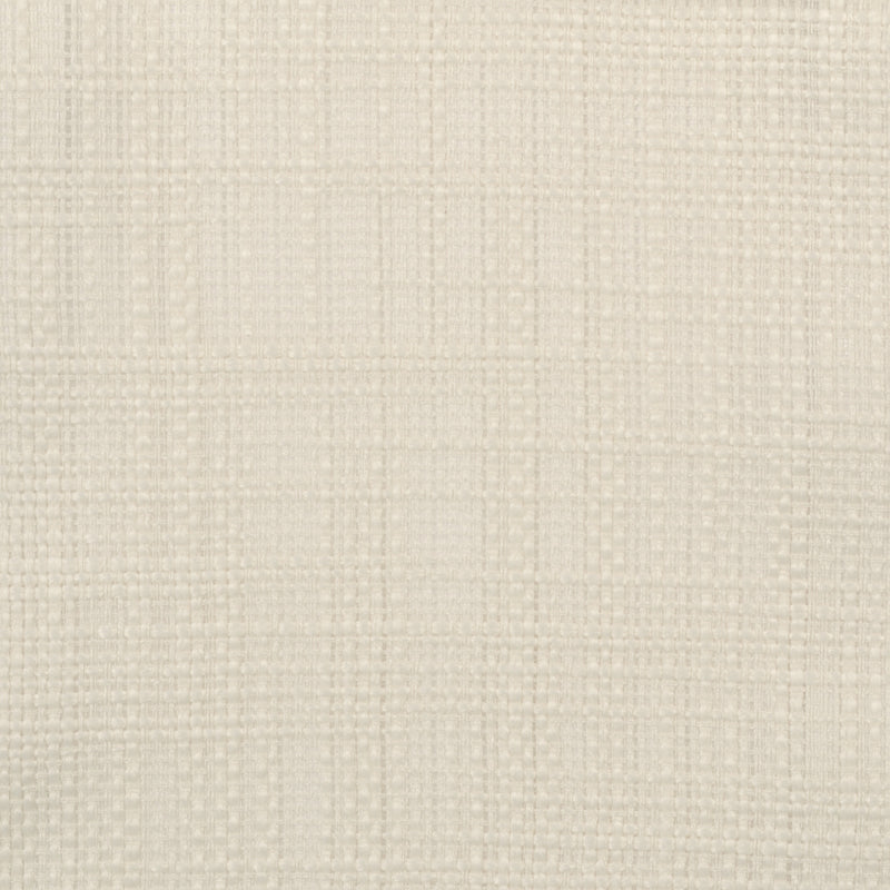 Beige woven drapery fabric with subtle plaid check pattern and linen-like appearance.
