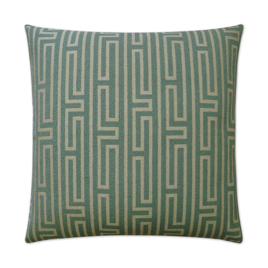 D.V. KAP HOME   24" x 24" Pandora Pillow - Aqua Geometric    - 3026-A-2424