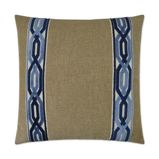 D.V. KAP HOME   24" x 24" Cannes Pillow - Blue Traditional, Band / Ribbon    - 3031-B-2424