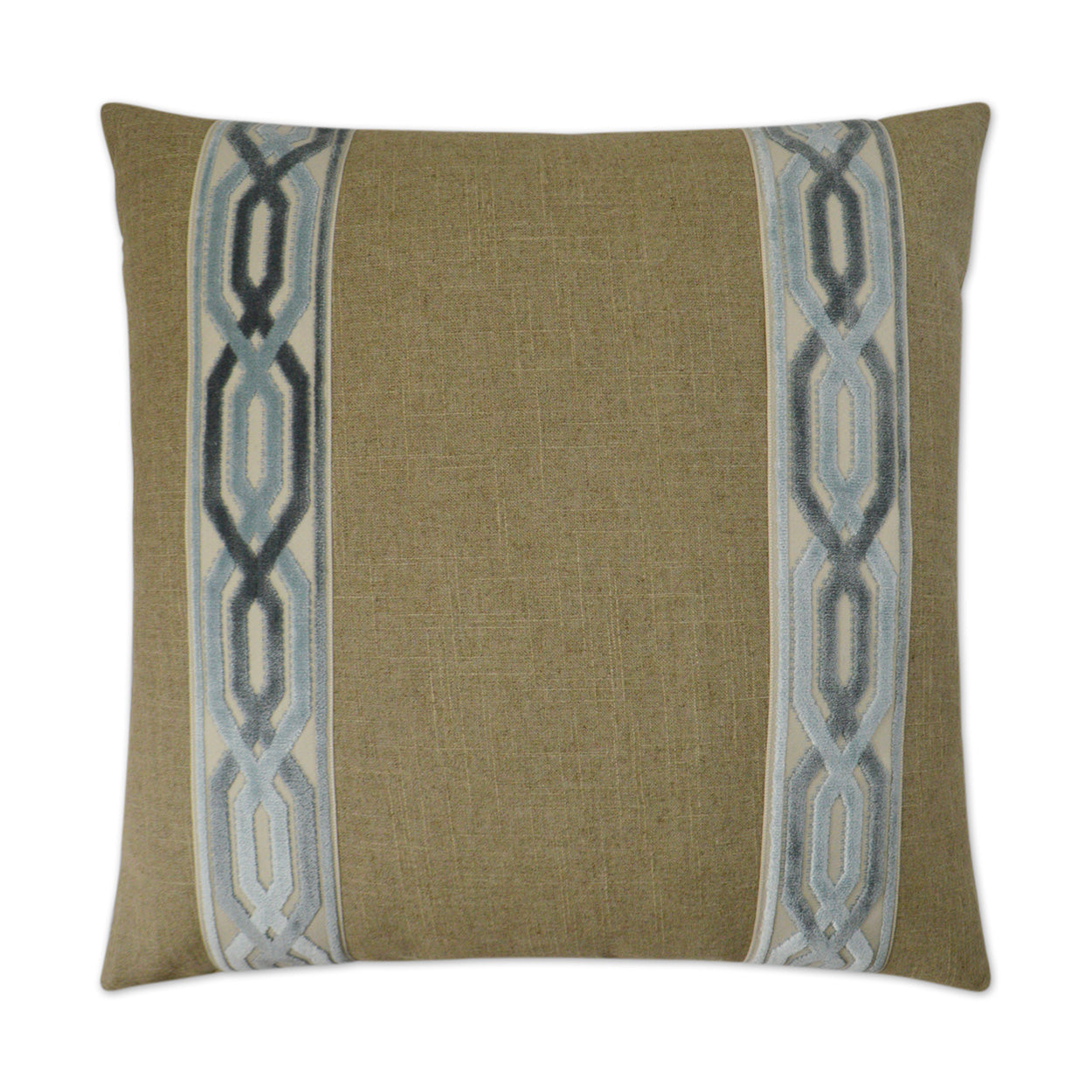 D.V. KAP HOME   24" x 24" Cannes Pillow - Mist Traditional, Band / Ribbon    - 3031-M-2424