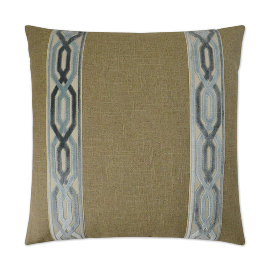 D.V. KAP HOME   24" x 24" Cannes Pillow - Mist Traditional, Band / Ribbon    - 3031-M-2424