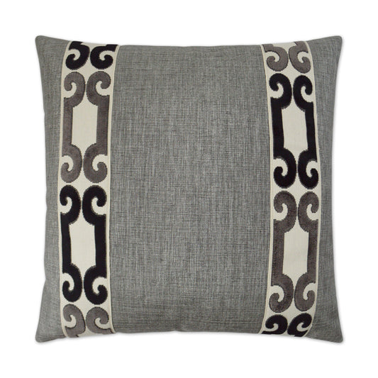 D.V. KAP HOME   24" x 24" St. Raphael Pillow - Charcoal Traditional, Band / Ribbon    - 3032-CH-2424