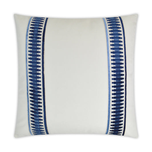 D.V. KAP HOME   24" x 24" Antibes Pillow - Blue Traditional, Band / Ribbon    - 3033-B-2424
