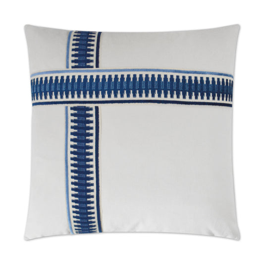 D.V. KAP HOME   24" x 24" Antibes II Pillow - Blue Traditional, Band / Ribbon    - 3034-B-2424
