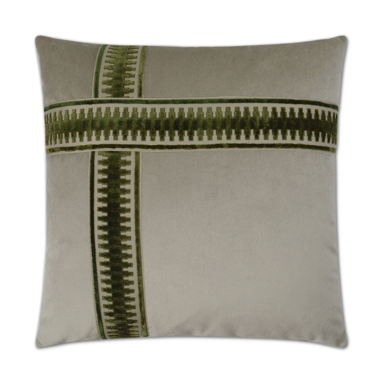 D.V. KAP HOME   24" x 24" Antibes II Pillow - Emerald Traditional, Band / Ribbon    - 3034-E-2424