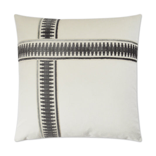 D.V. KAP HOME   24" x 24" Antibes II Pillow - Grey Traditional, Band / Ribbon    - 3034-G-2424