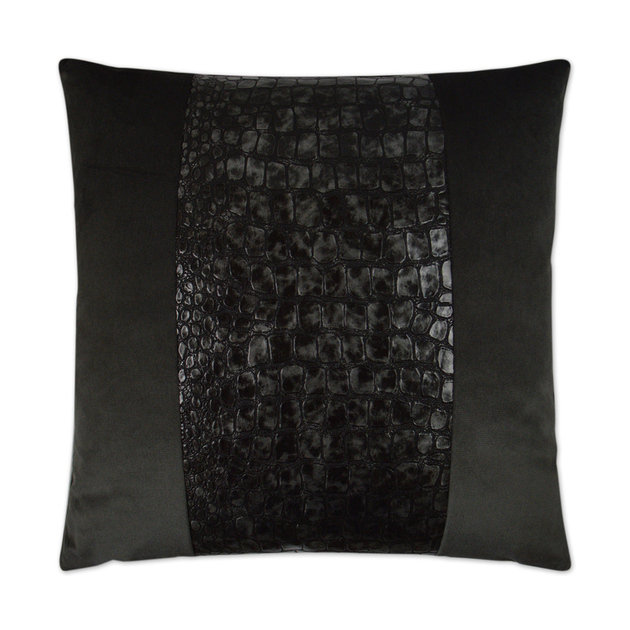 D.V. KAP HOME   24" x 24" Bayou Pillow - Charcoal Band / Ribbon    - 3035-CH-2424