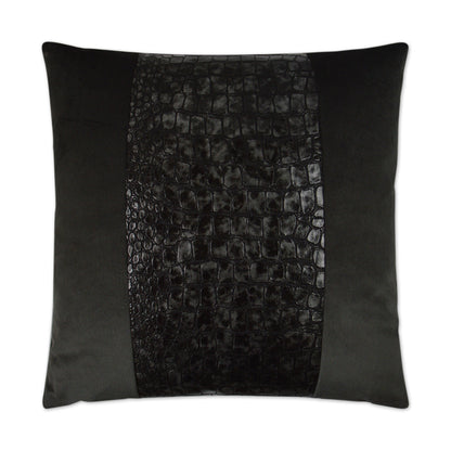 D.V. KAP HOME   24" x 24" Bayou Pillow - Charcoal Band / Ribbon    - 3035-CH-2424