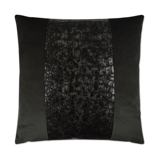 D.V. KAP HOME   24" x 24" Bayou Pillow - Charcoal Band / Ribbon    - 3035-CH-2424