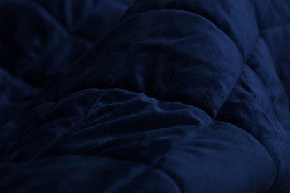 Navy blue fleece and microfiber quilted plush throw blanket, 60" x 80