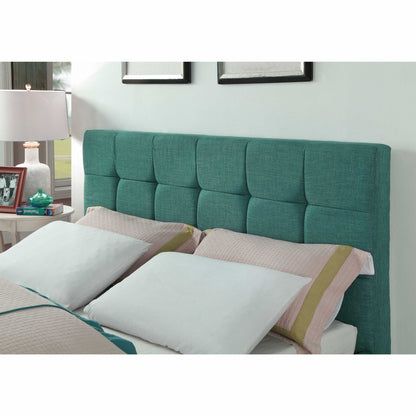 Turquoise Tufted Fabric Upholstered Queen Bed Frame