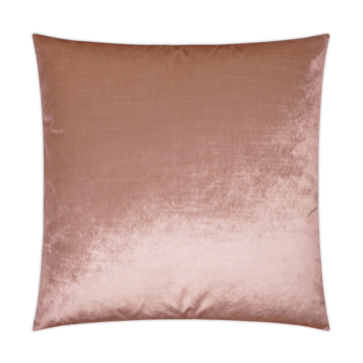 Blush pink velvet square throw pillow, 24" x 24", with plush texture and soft sheen.