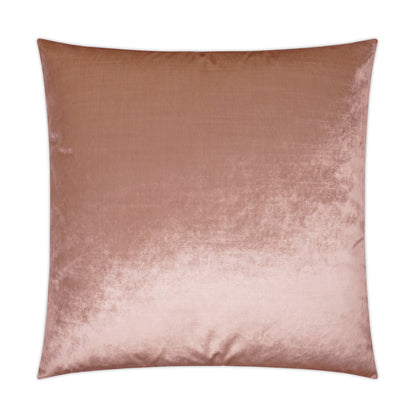 Blush pink velvet square throw pillow, 24" x 24", with plush texture and soft sheen.