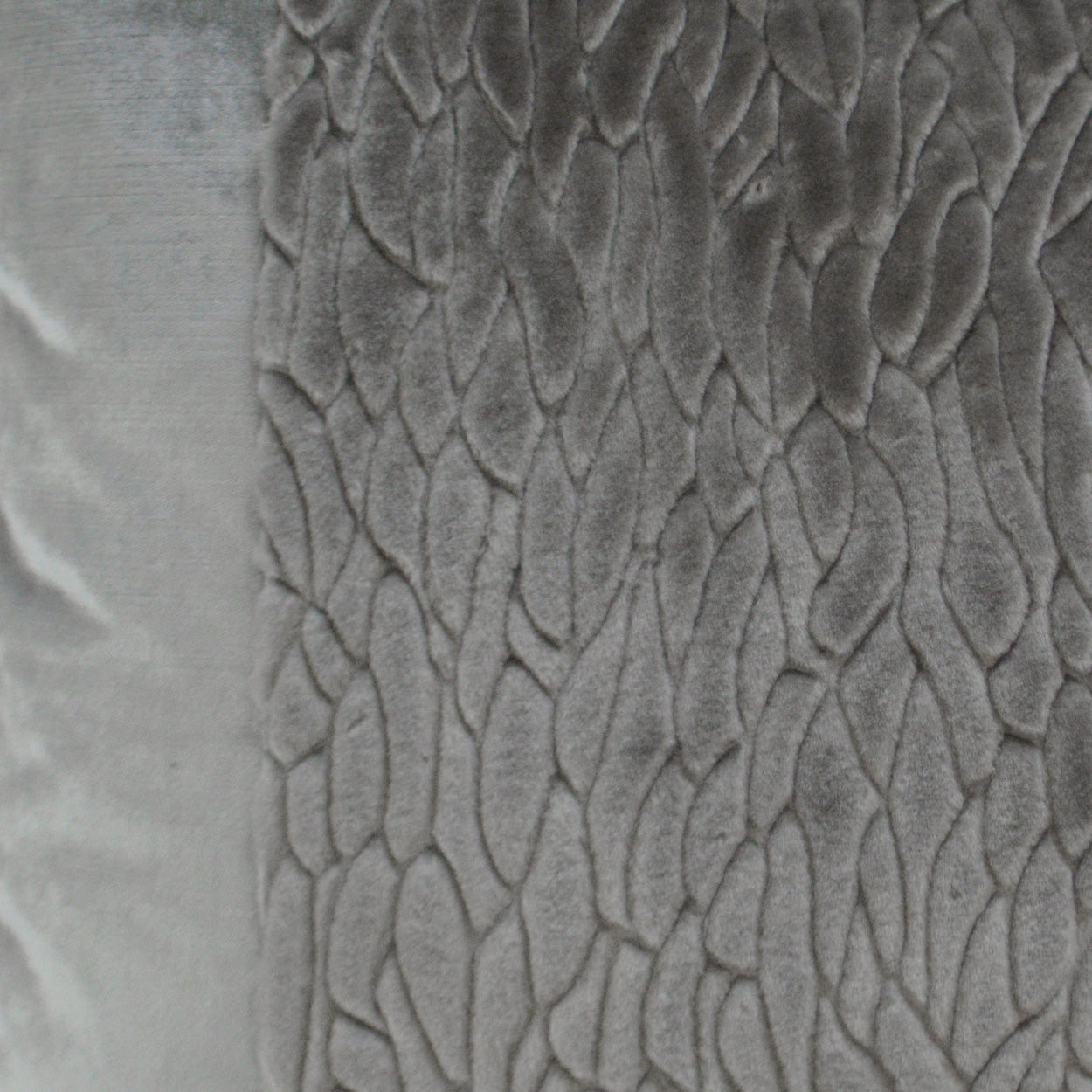 D.V. KAP HOME   24" x 24" Callard Band Pillow - Grey Band / Ribbon, Faux Fur    - 3077-G-2424