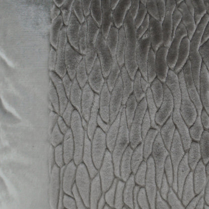 D.V. KAP HOME   24" x 24" Callard Band Pillow - Grey Band / Ribbon, Faux Fur    - 3077-G-2424