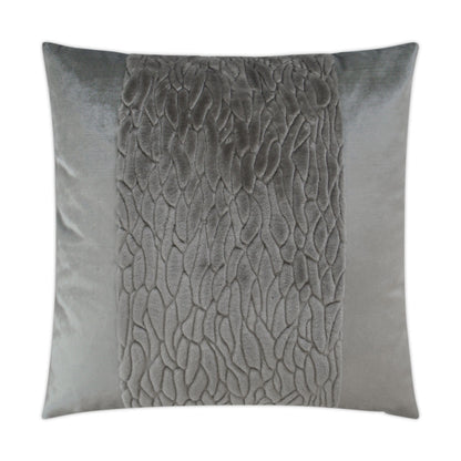 D.V. KAP HOME   24" x 24" Callard Band Pillow - Grey Band / Ribbon, Faux Fur    - 3077-G-2424