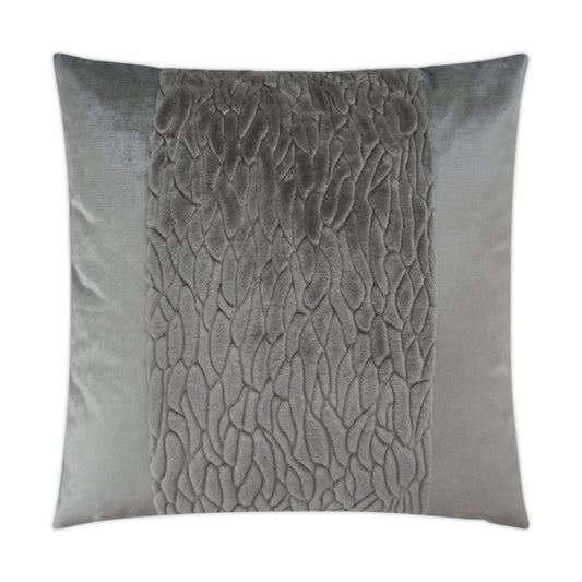 D.V. KAP HOME   24" x 24" Callard Band Pillow - Grey Band / Ribbon, Faux Fur    - 3077-G-2424