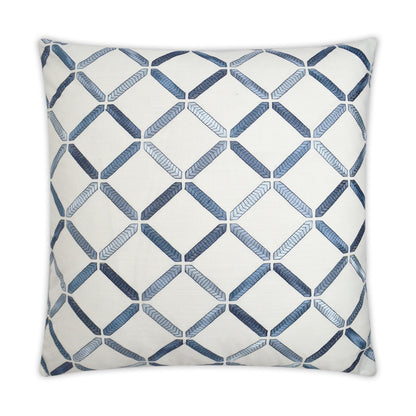 D.V. KAP HOME   24" x 24" Granville Pillow - Marine Embroidery, Transitional, Geometric    - 3089-M-2424