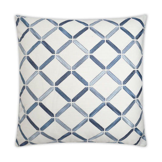 D.V. KAP HOME   24" x 24" Granville Pillow - Marine Embroidery, Transitional, Geometric    - 3089-M-2424