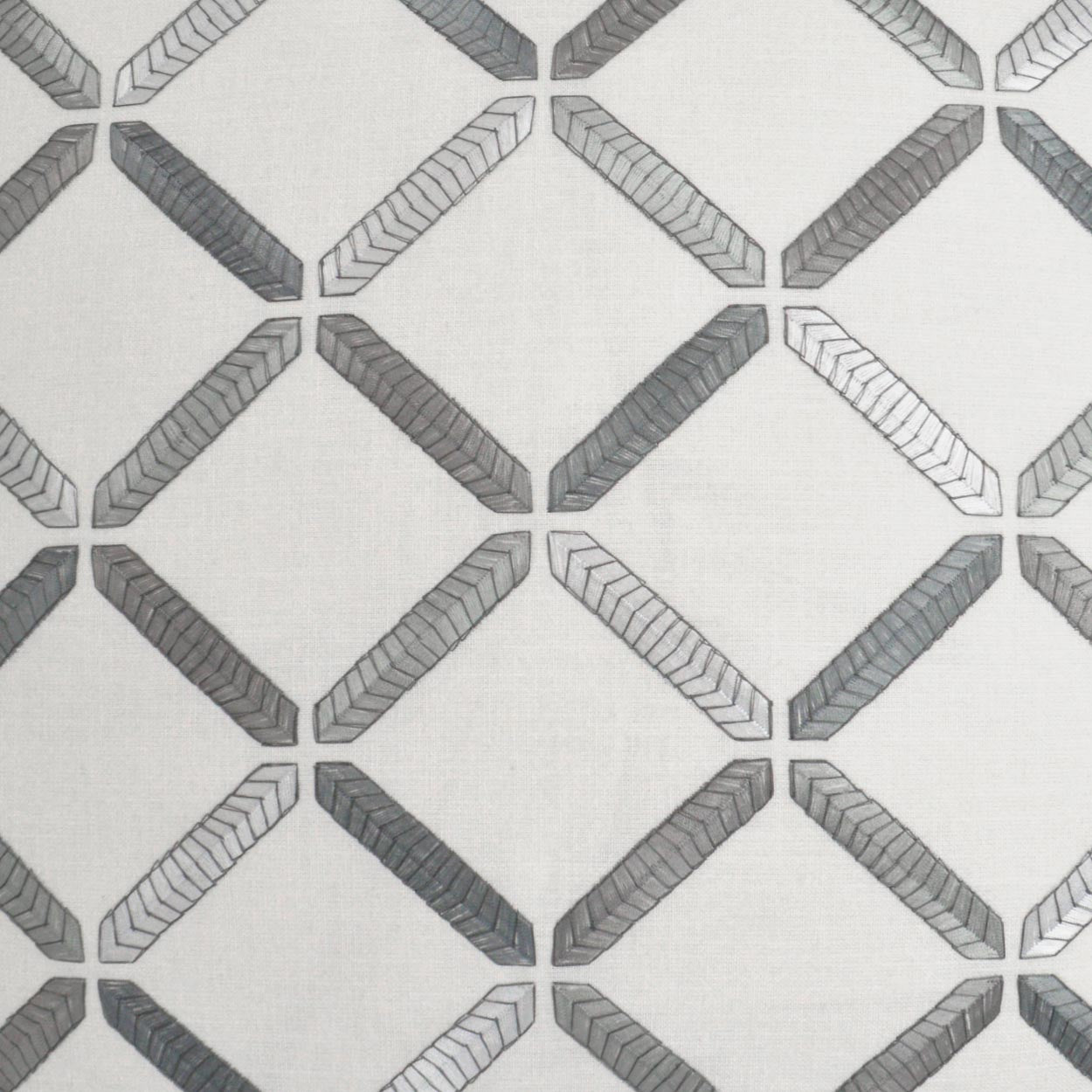 D.V. KAP HOME   24" x 24" Granville Pillow - Silver Embroidery, Transitional, Geometric    - 3089-S-2424