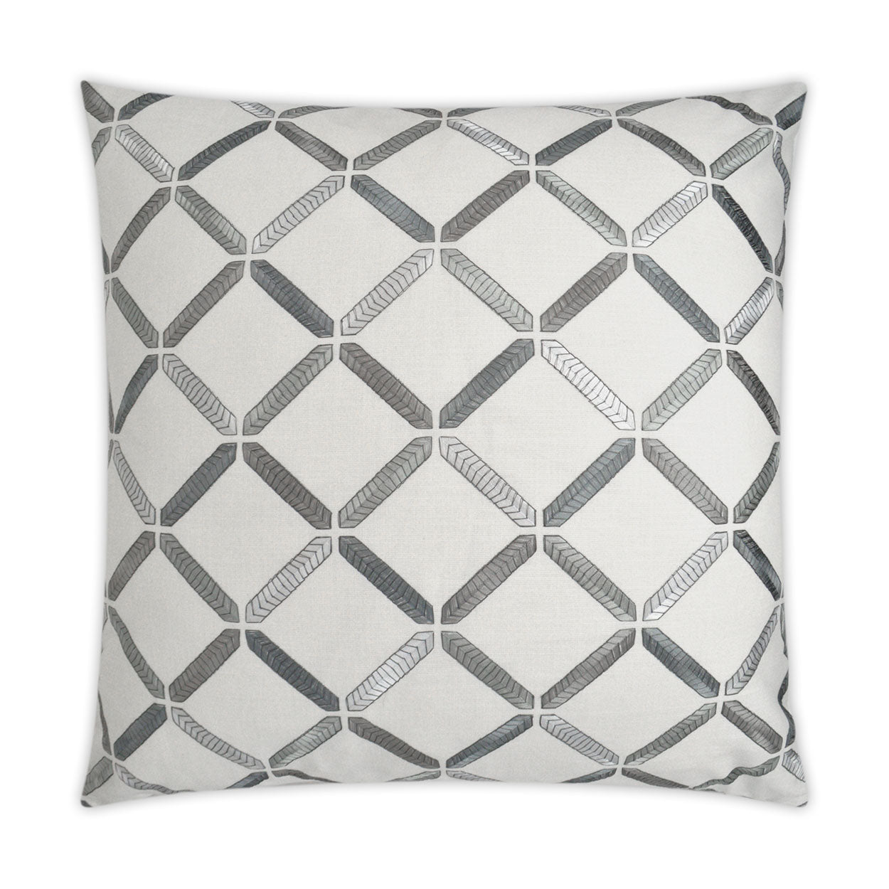 D.V. KAP HOME   24" x 24" Granville Pillow - Silver Embroidery, Transitional, Geometric    - 3089-S-2424