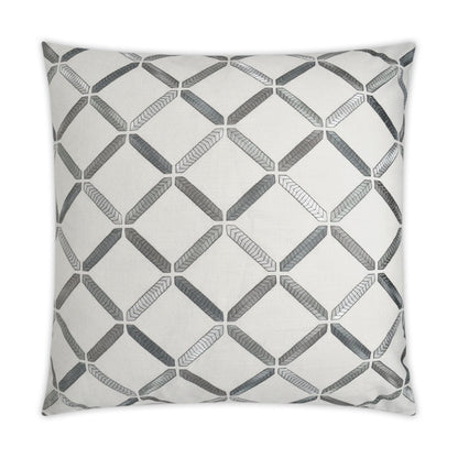 D.V. KAP HOME   24" x 24" Granville Pillow - Silver Embroidery, Transitional, Geometric    - 3089-S-2424