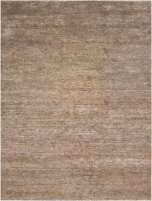 Brown distressed-texture area rug with subtle horizontal stripes and warm beige tones.