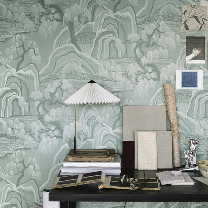 SCHUMACHER WALLCOVERING  BORASTAPETER INDIGO GARDEN   MINERAL   - 3131