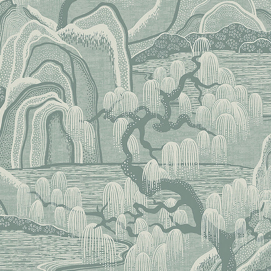 SCHUMACHER WALLCOVERING  BORASTAPETER INDIGO GARDEN   MINERAL   - 3131