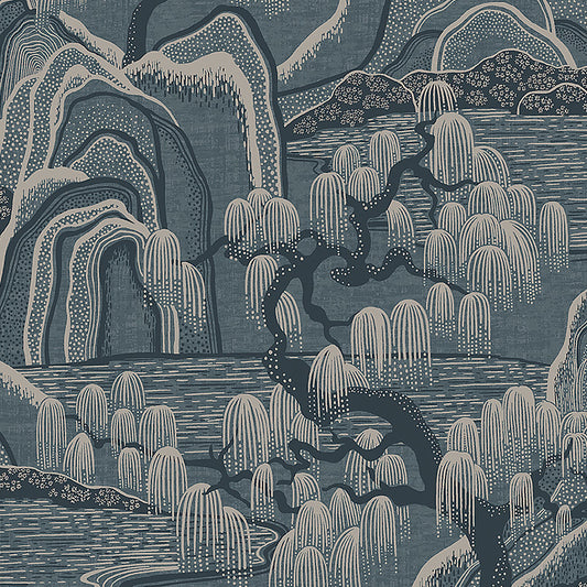 SCHUMACHER WALLCOVERING  BORASTAPETER INDIGO GARDEN   BLUE   - 3133