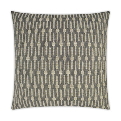 Decorative throw pillow featuring a beige chain-link pattern on dark gray woven fabric.
