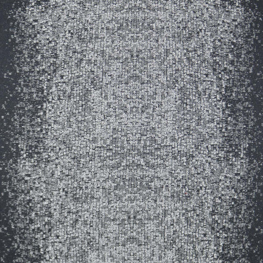 Gray textured fabric with speckled gradient; modern woven pattern for upholstery or rug.