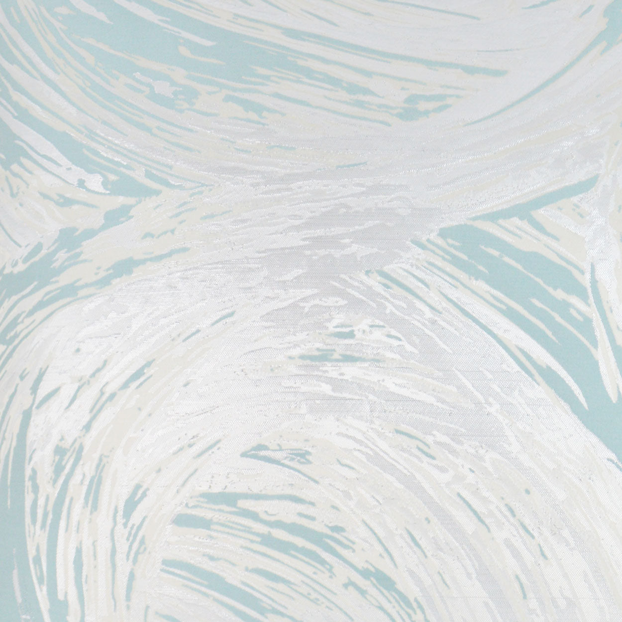 Light blue and white swirled fabric pattern with abstract, airy marbled design.